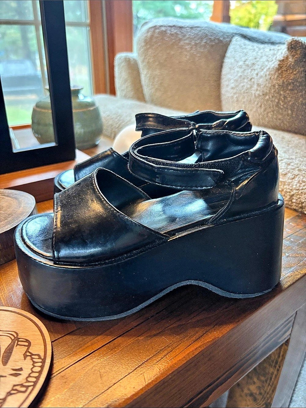 Girls Black Platform Sandals